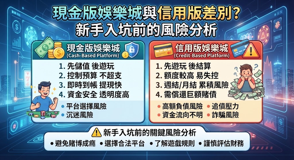 現金版娛樂城與信用版差別？新手入坑前的風險分析